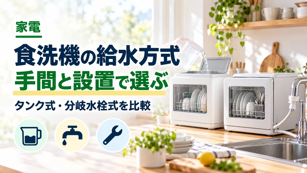 食洗機の給水方式・手間と設置で選ぶのイメージ