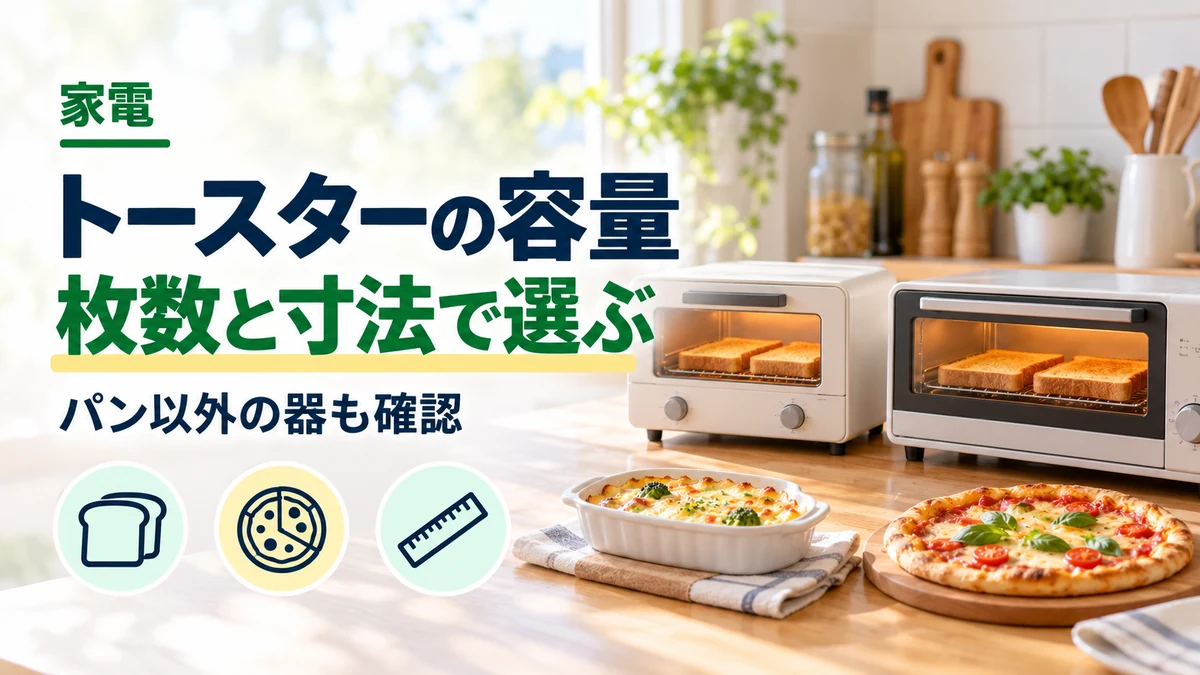 トースターの容量・枚数と寸法で選ぶのイメージ