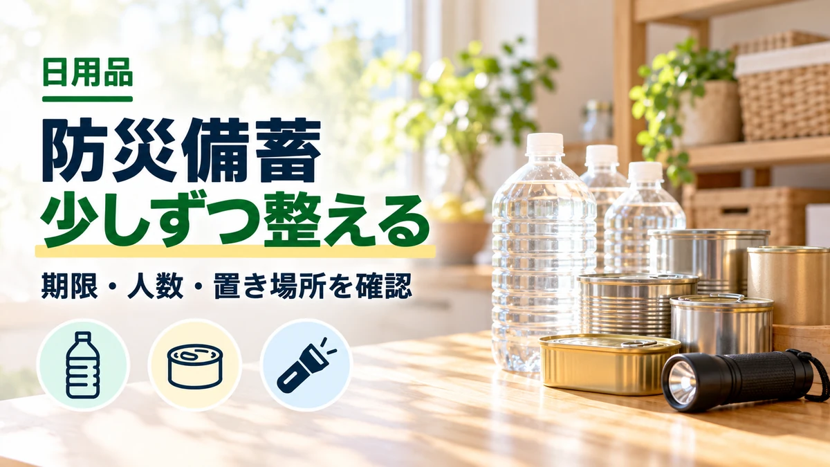 防災備蓄の少しずつ整えるを紹介するカバー