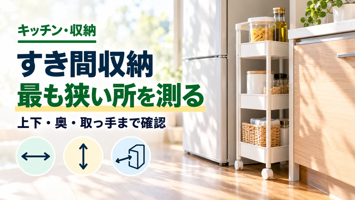 すき間収納の最も狭い所を測るを紹介するカバー