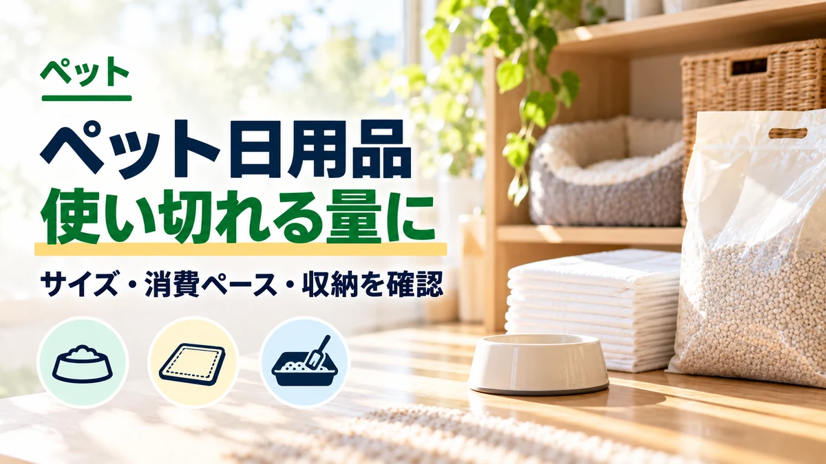 ペット日用品のサイズと補充量を確認するカバー