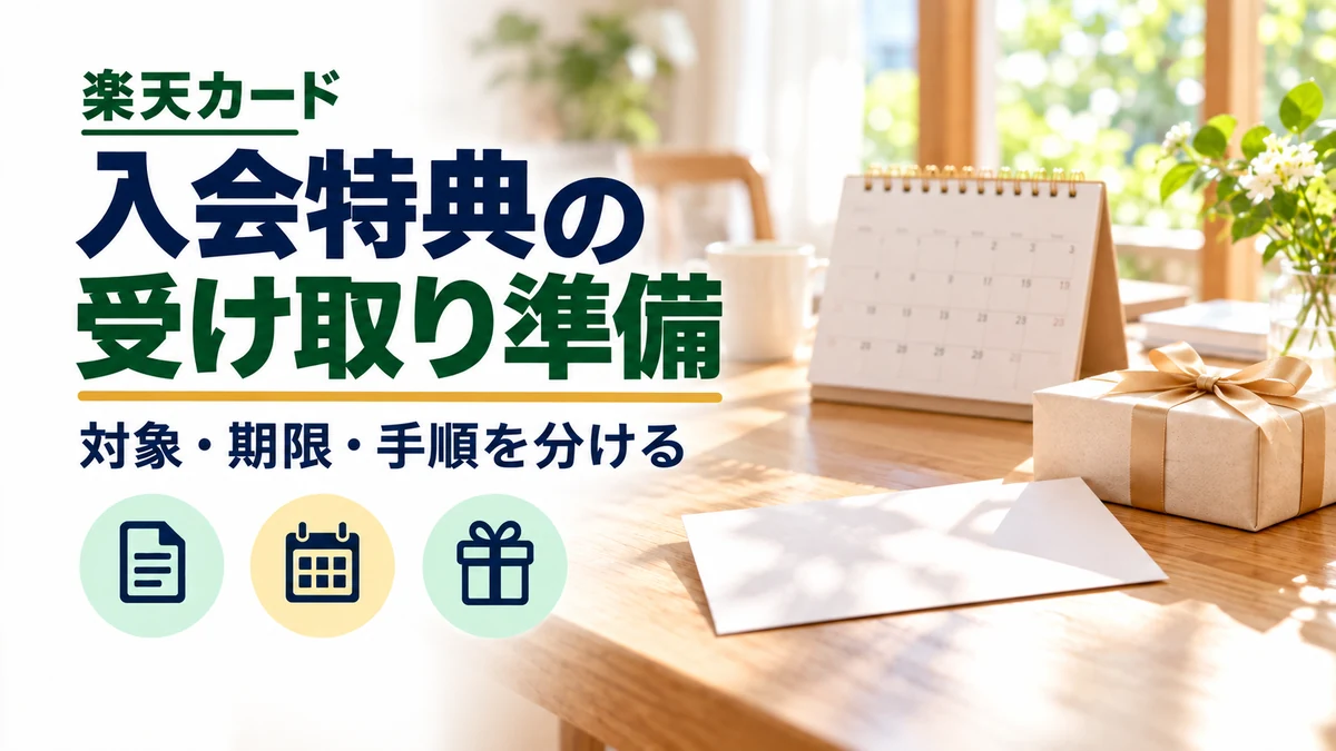 楽天カードの入会特典｜対象者・期限・受け取り手順のイメージ