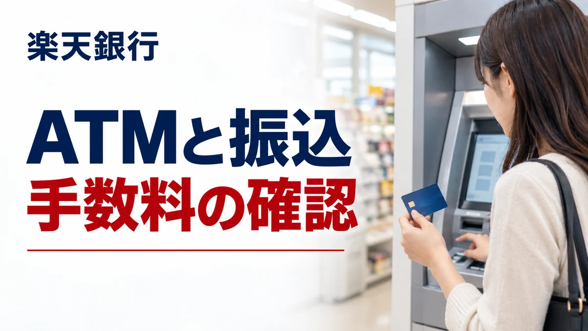 ATMと振込。手数料の確認を説明する楽天銀行の記事画像