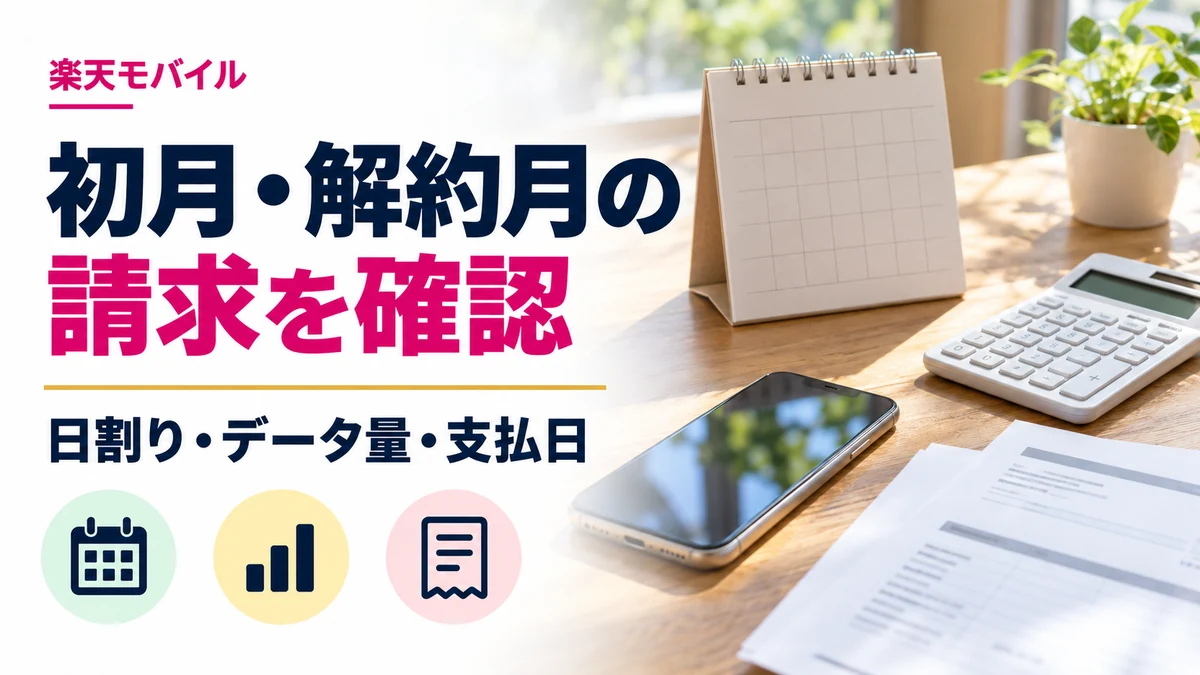 楽天モバイルの初月・解約月は日割り？最終請求と端末代の確認の解説記事カバー
