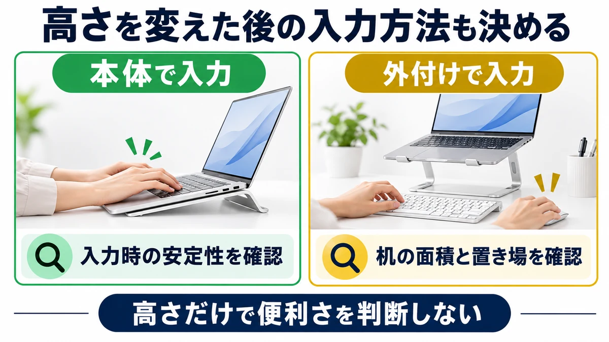 高さを変えた後の入力方法も決めるの図解