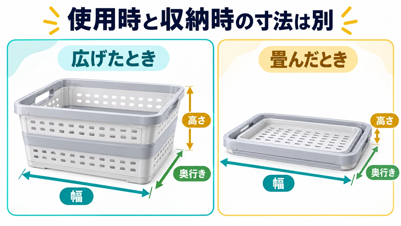 使用時と収納時の寸法は別