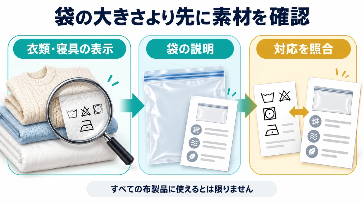 袋の大きさより先に素材を確認