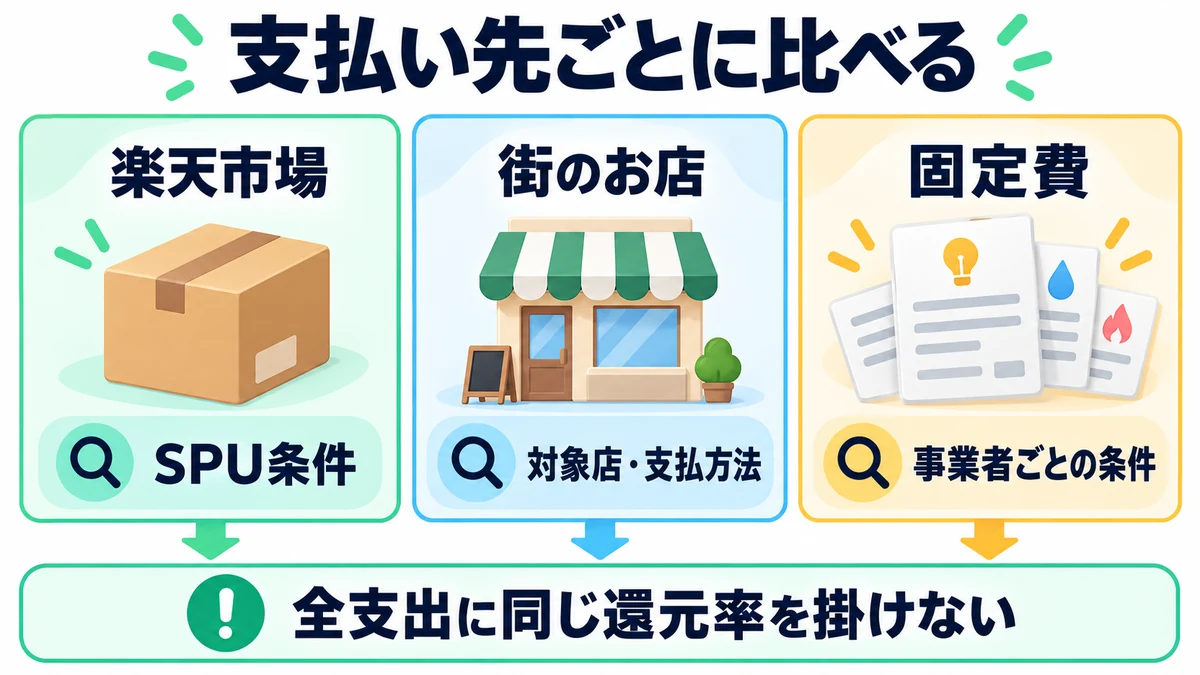 支払い先ごとに比べるを説明する図